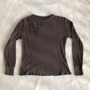 Chocolate brown long sleeve waffle knit